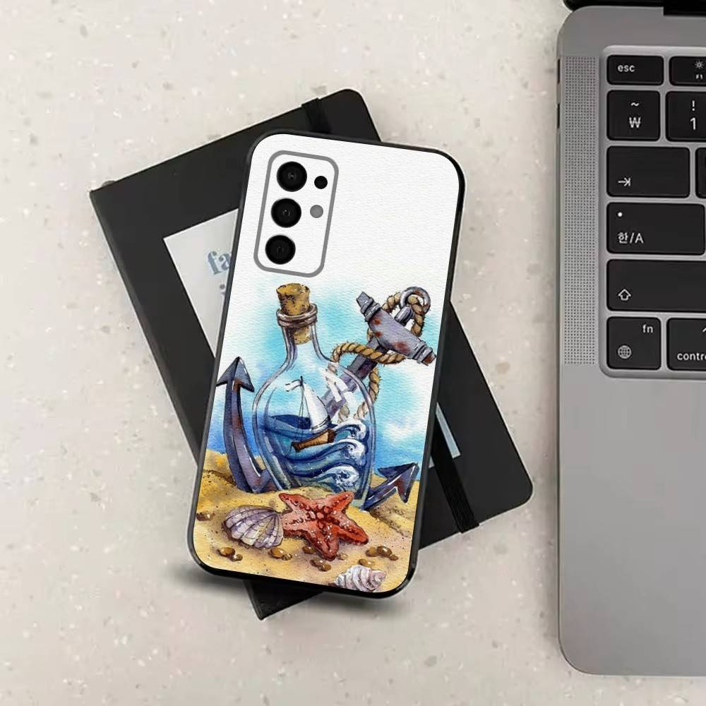 Ocean Anchor Sailing For Samsung Galaxy A53,31,52,72,41,22,73,32,71,Note,J7,8,9,5G Soft Black Silicone Phone Case