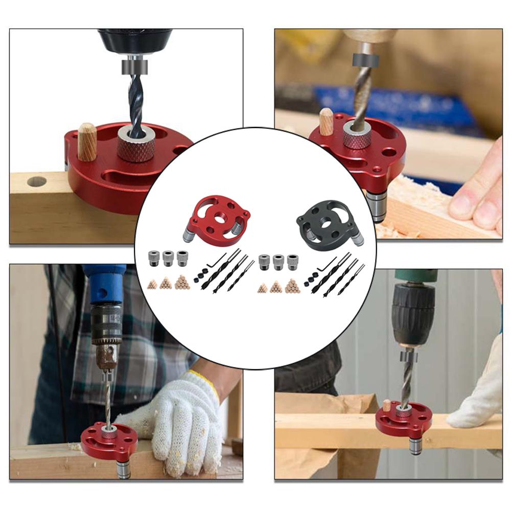 Woodworking Drill Locator Kit Pocket Hole Jig with 3 Drill Bushings for Precise For Angle Drilling In Various Thicknesses