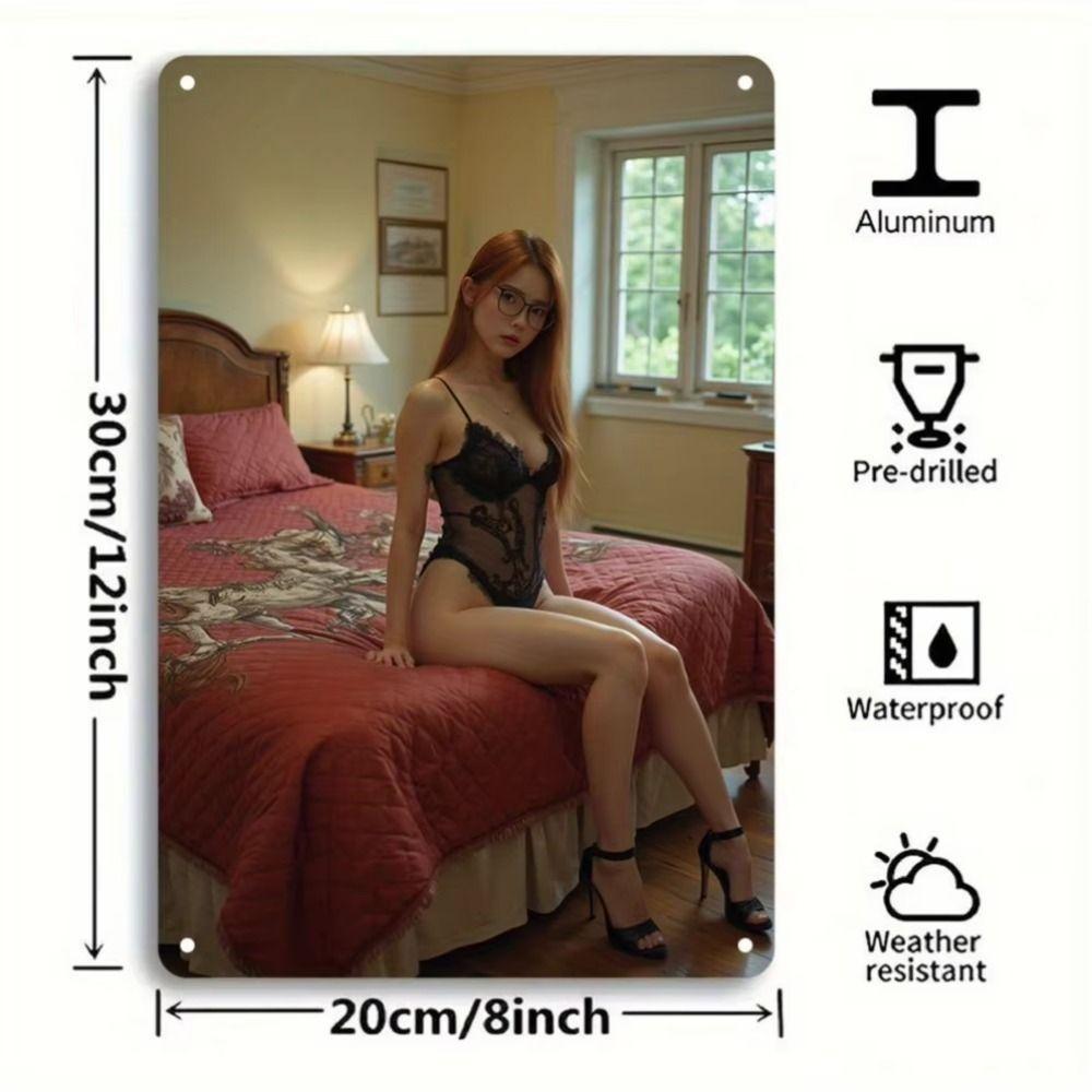 Woman In Nightgown Delicate Metal Wall Art Bedroom Decor 20x30cm