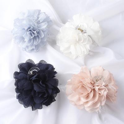 Stoff Große Blume Haarspangen Damen Mädchen Weiche Chiffonblumen Pferdeschwanzhalter Haarklammern Haarspange Mode Haaraccessoires
