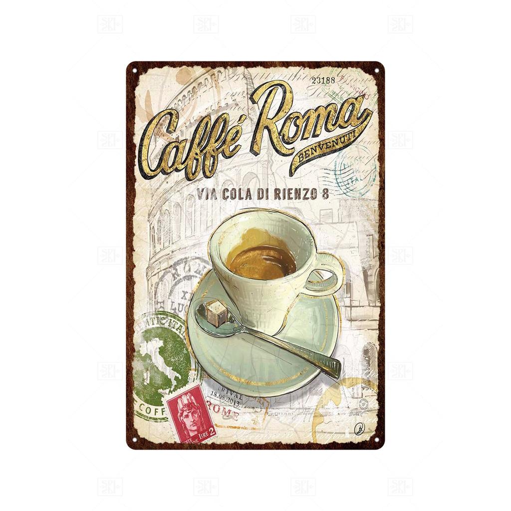 Coffee Vintage Tin Sign Metal Sign Decorative Plaque Retro Plate Cafe Kitchen Living Room Coffee Bar Decoration