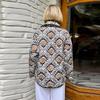 Printed Lace Up Cotton Jacket Lapel Cardigan Thick Warm Women's Oversize Coat Retro Ethnic Style Autumn/Winter 2025