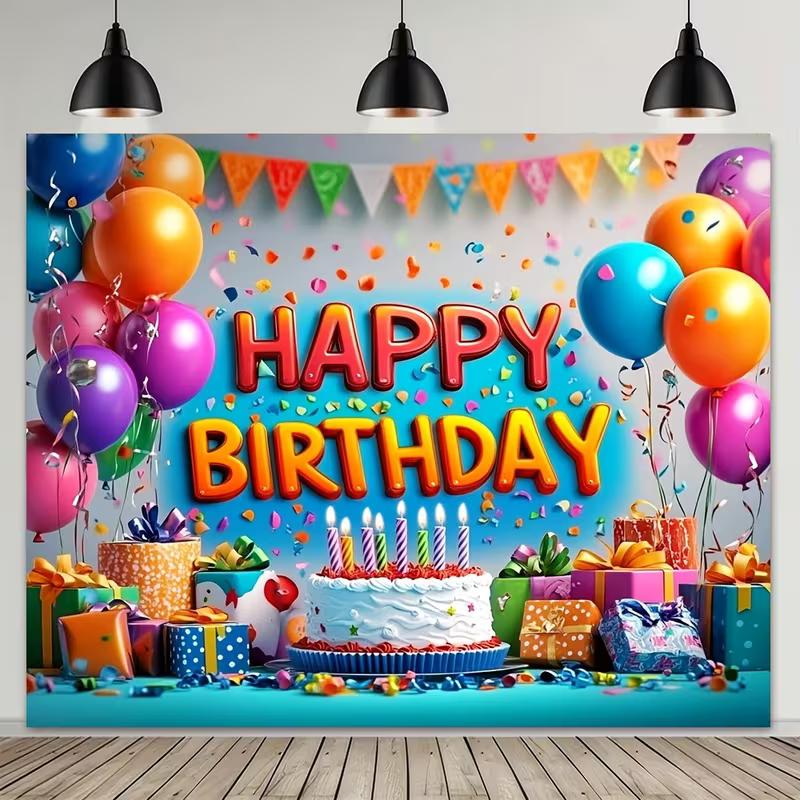 2D Color Confetti Birthday Gift Box Backdrop Birthday Party Decor Photo Background Cloth