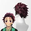 Kimetsu No Yaiba Tanjiro Kamado Cosplay Wig Short Chestnut Brown Heat Resistant Hair Cosplay Wigs