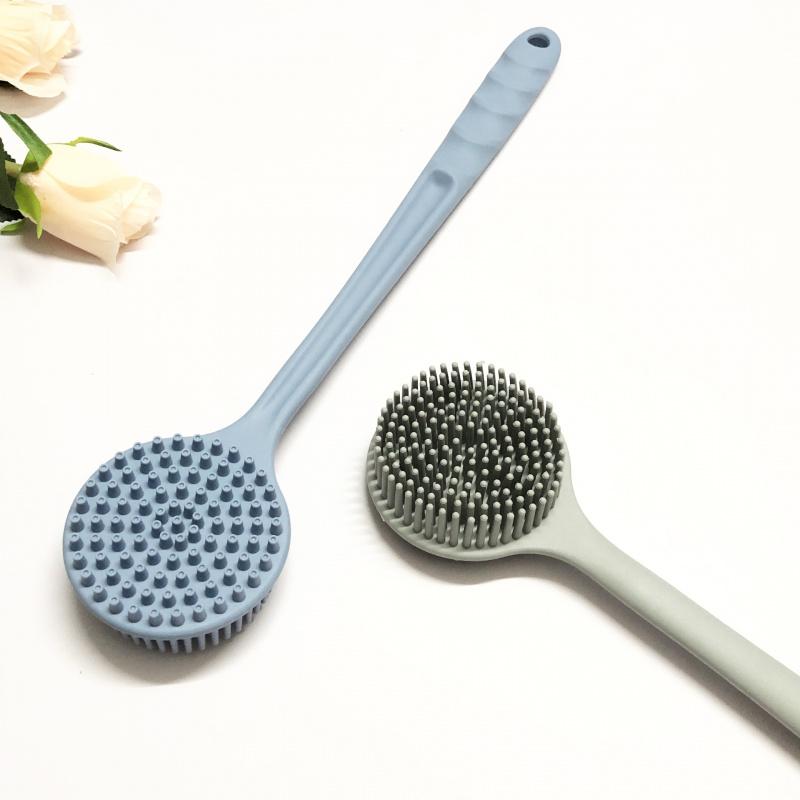 Silicone Back Scrubber for Shower, Soft Bath Body Brush with Long Handle