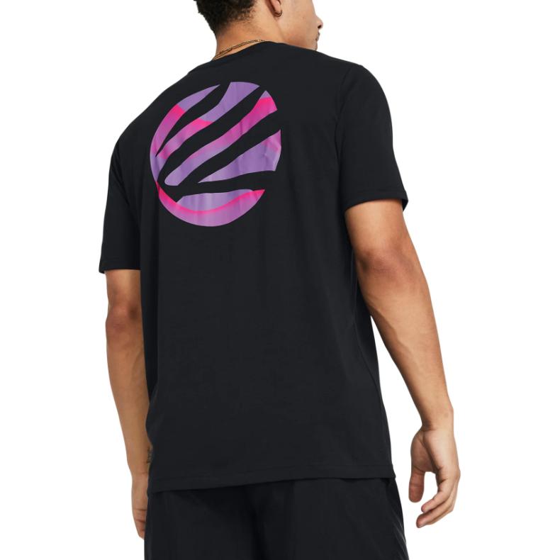 Under Armour Curry Girl Dad Graphic Print Crew Neck Short Sleeve T-Shirt Men Tops Black 1383383-001
