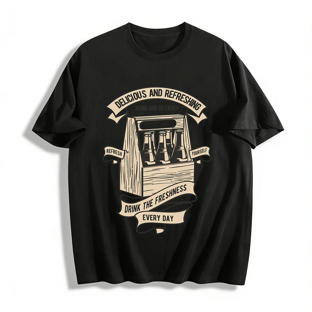 

Vintage Beer Themed Casual Tee For Beer Lovers Daily Wear Pure cotton T-shirt XXS