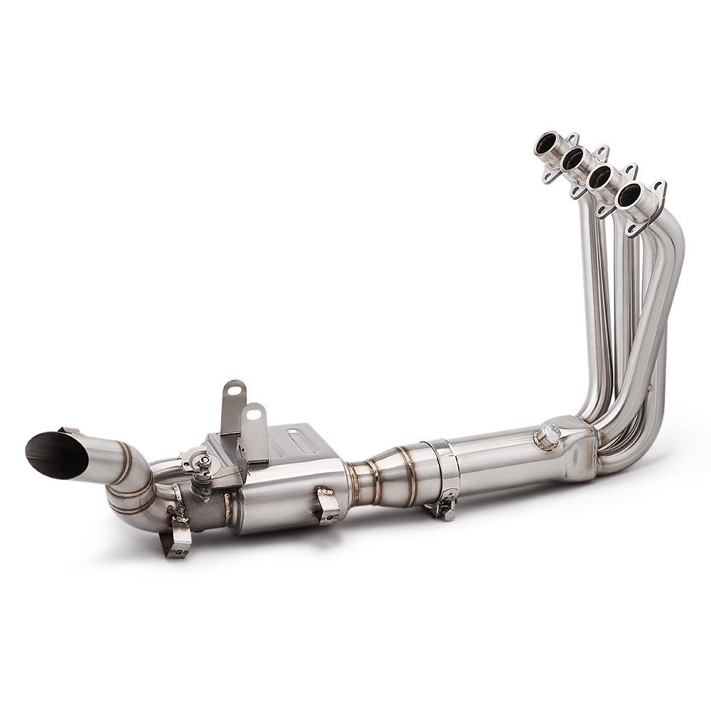Qianjiang Sai 421 Stainless Steel Dual Valve Exhaust Pipe with Backpressure, Non-Destructive Installation for Front Section of Motorcycles