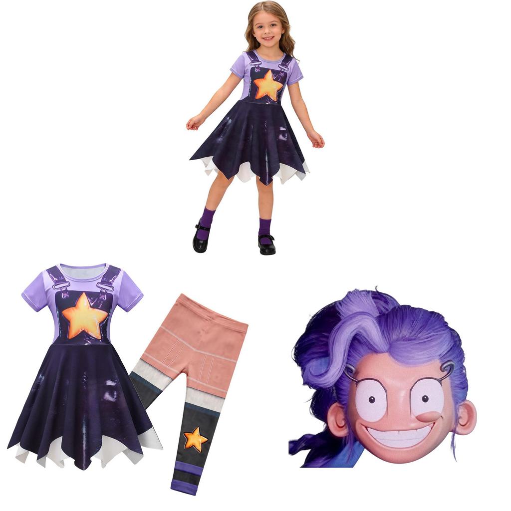 Poppy Playtime Lily Lovebraids Vestito Cosplay a Maniche Corte per Bambine Performance sul Palco