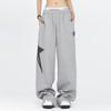 Women's High Waisted Loose Casual Star Printed Spliced Wide Leg Pants