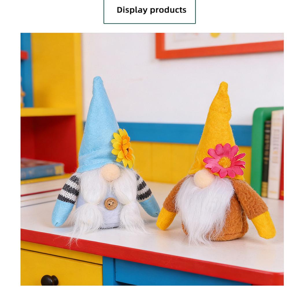 Cute Little Flower-Patterned Decorative Figurines, Dwarf Plush Dolls, Faceless Old Man Figurines