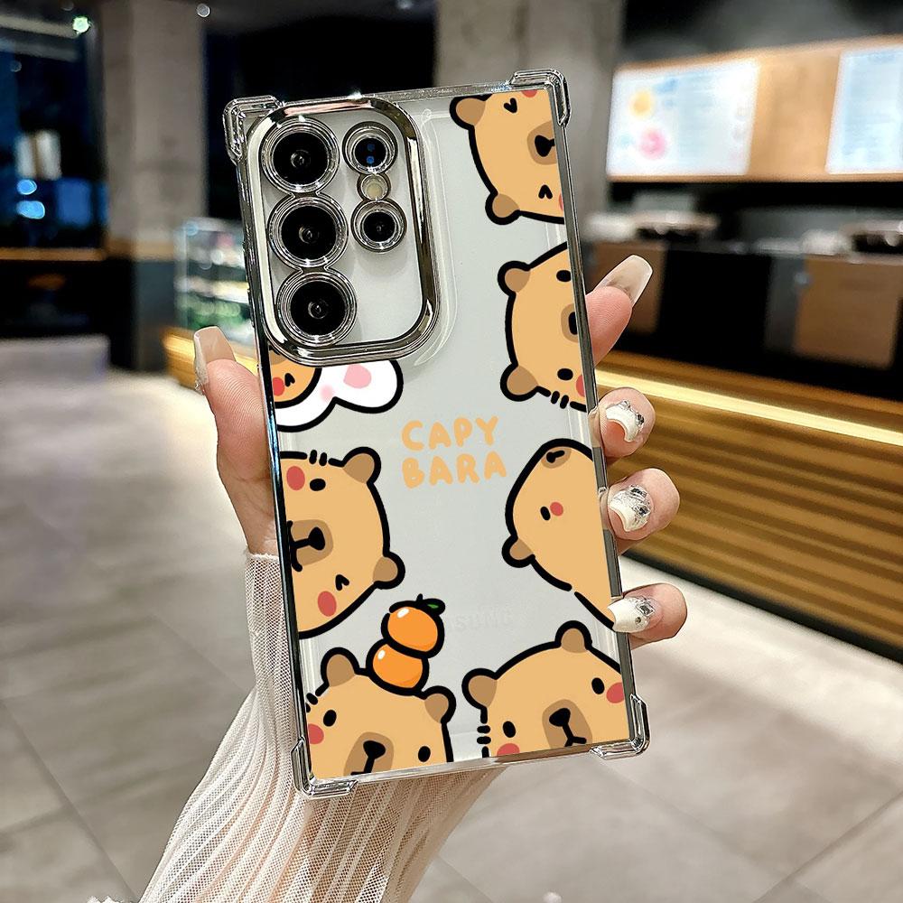 Capybara Cartoon Animal Funda For Samsung S26 Ultra Phone Case For Galaxy S25 FE S26 S24 S23 S22 S21 Ultra S20 Plus Clear Cover