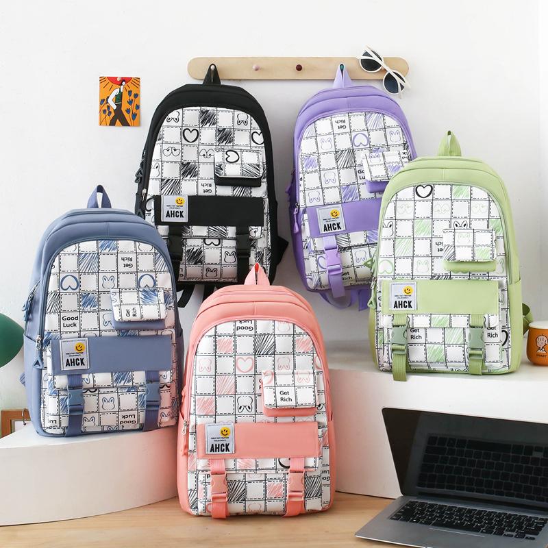 New Backpack Trendy Junior High School Students Four Piece School Bag Large Capacity Computer Bag Backpack