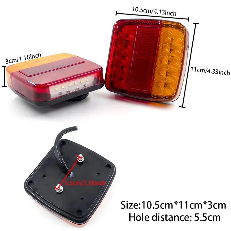 1Set Universal 12V 16 LED Rear Towing Trailer Tail Light 10m Cable 7 Pin Brake Stop License Number Plate Lamp Waterproof Lights