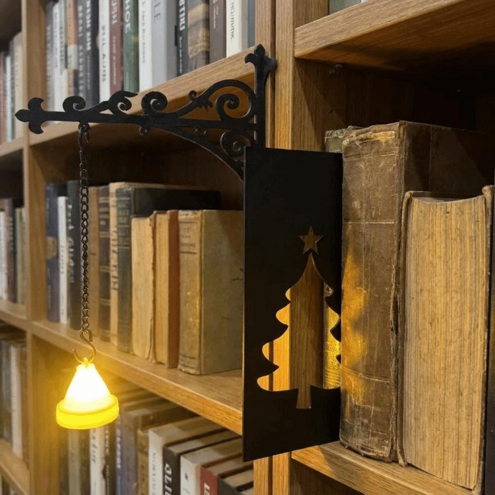 Vintage Halloween Bookshelf Lamp Wall Mounted LED Library Lantern Mini Bookcase Lamp Office