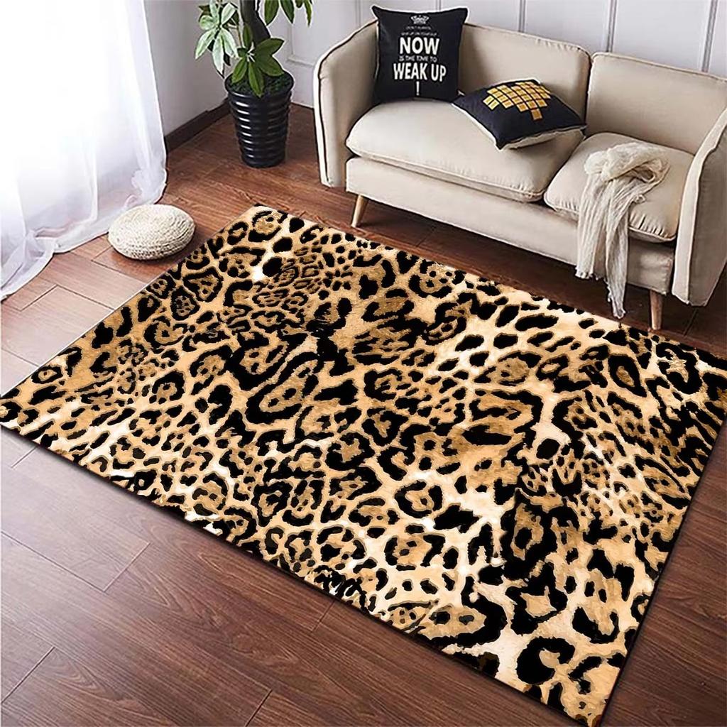 Tiger Stripe Leopard Print Carpet Nordic Household Living Room Washable Non Slip Rug Bedroom Bedside Carpet Large-area Floor Mat