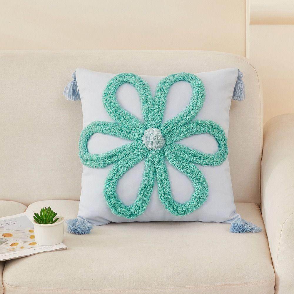 Soft Flower Throw Cover Square Three-dimensional Case Tufted Decorative Cushion Cover Living Room