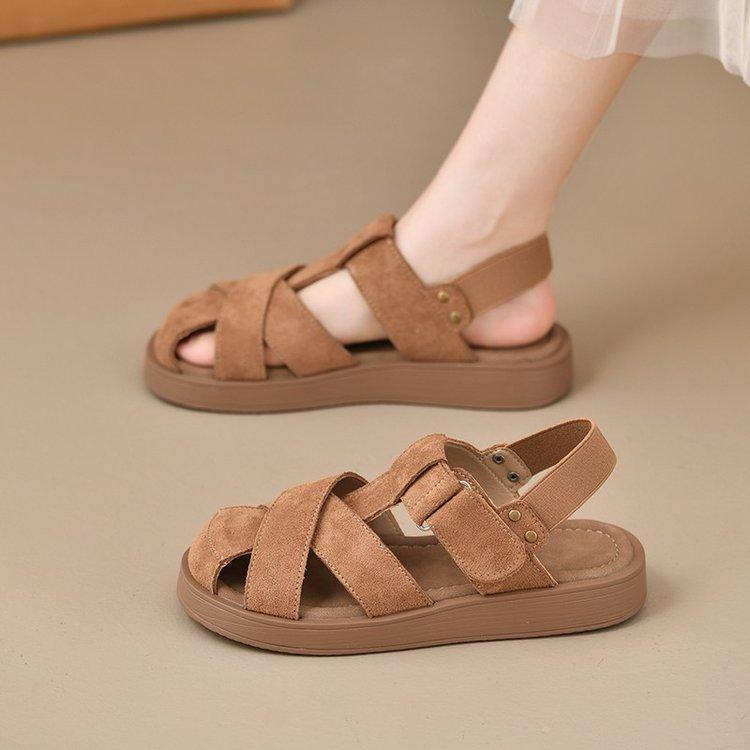 Baotou French gentle sandals women's summer wear 2025 new versatile soft sole try fairy style Roman shoes