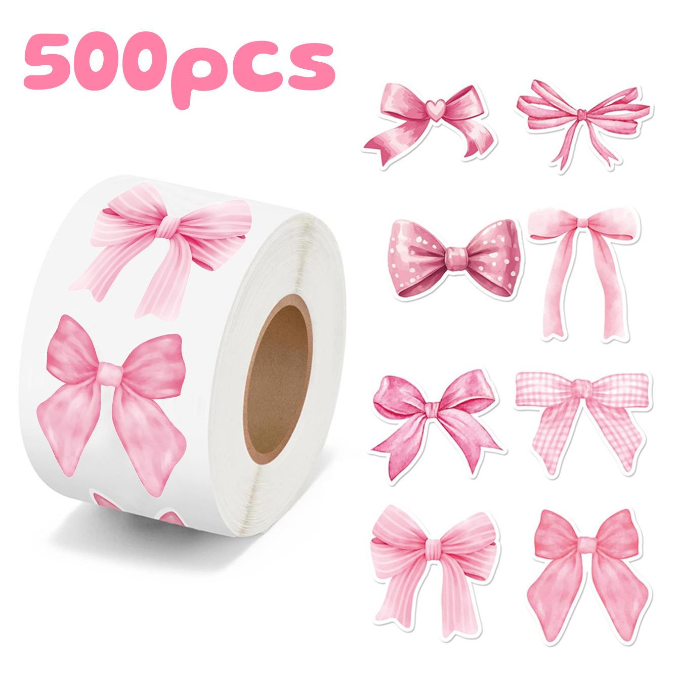 

500stickers/roll 2.5cm Pink Bowknot Stickers Decoration Bows Sticker Notebook Scrapbooking Journaling gift sealing sticker