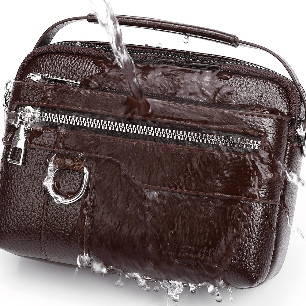 WEIXIER Men's Leather Messenger Bag Waterproof Crossbody Shoulder Bag Briefcase Satchel Travel Work Bag