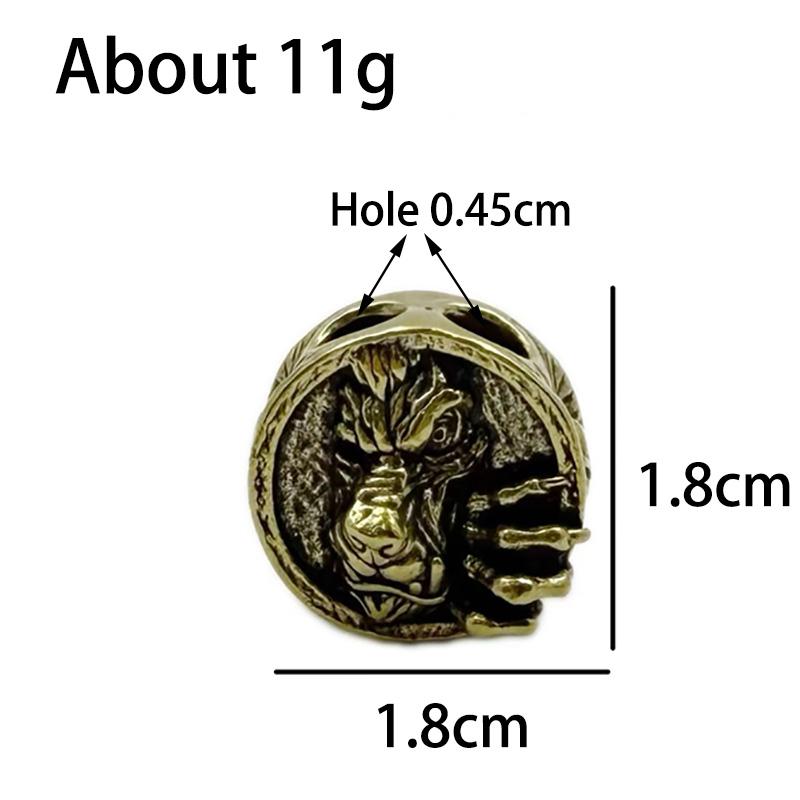 Brass Wolf Skull Head Knife Beads Punk Edc Outdoor Diy Paracord Woven Lanyard Pendants Retro Umbrella Rope Bracelets Accessories