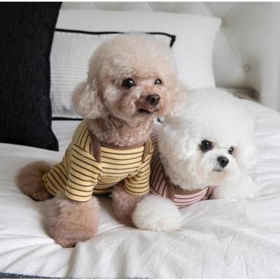 Long Sleeves Dog Jumpsuit Elastic Striped Dog Base Shirt Four-Legged Dog Pajamas  Home Wear