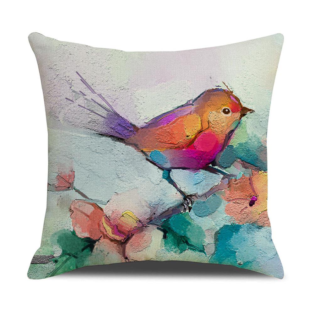 Watercolor Bird Cushion Cover Pillowcase Home Decor Office Sofa Pillowcase Home Decor Pillowcase