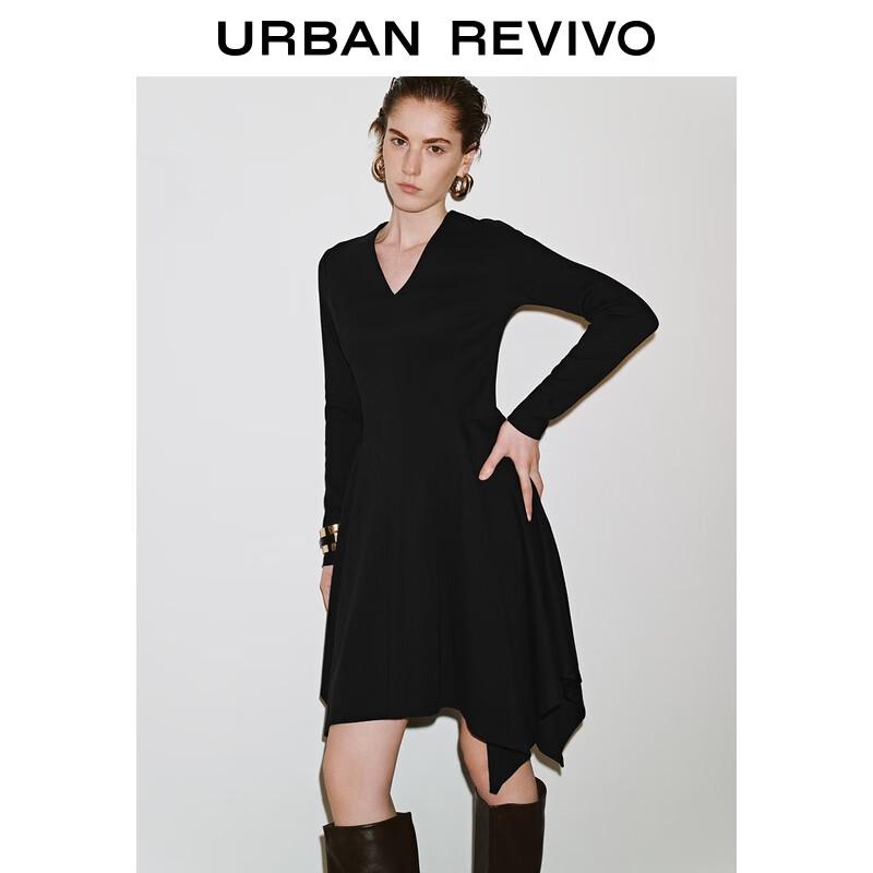 

UR Women s Simple Elegant V-neck Irregular A-line Dress L