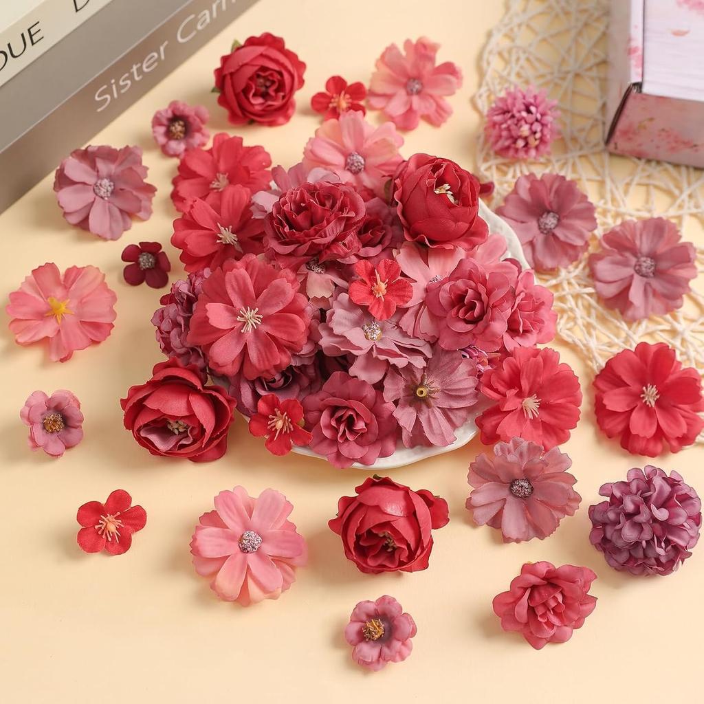 50Pcs Mini Rose Artificial Flowers Heads Fake Flower for Home Decor Wedding Decoration Bride DIY Craft Handmade Gift Accessories