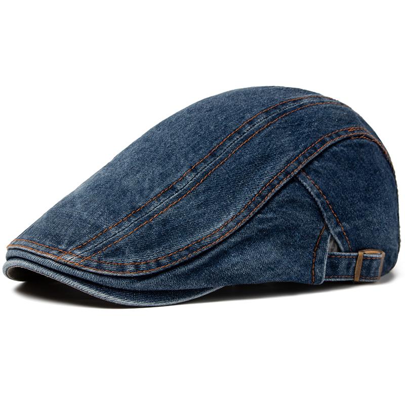 

CNTANG Men s Jean Berets Summer Newsboy Hats For Women Casual Solid Color Retro Literary Forward Cap Peaked Painter Caps Boina синий