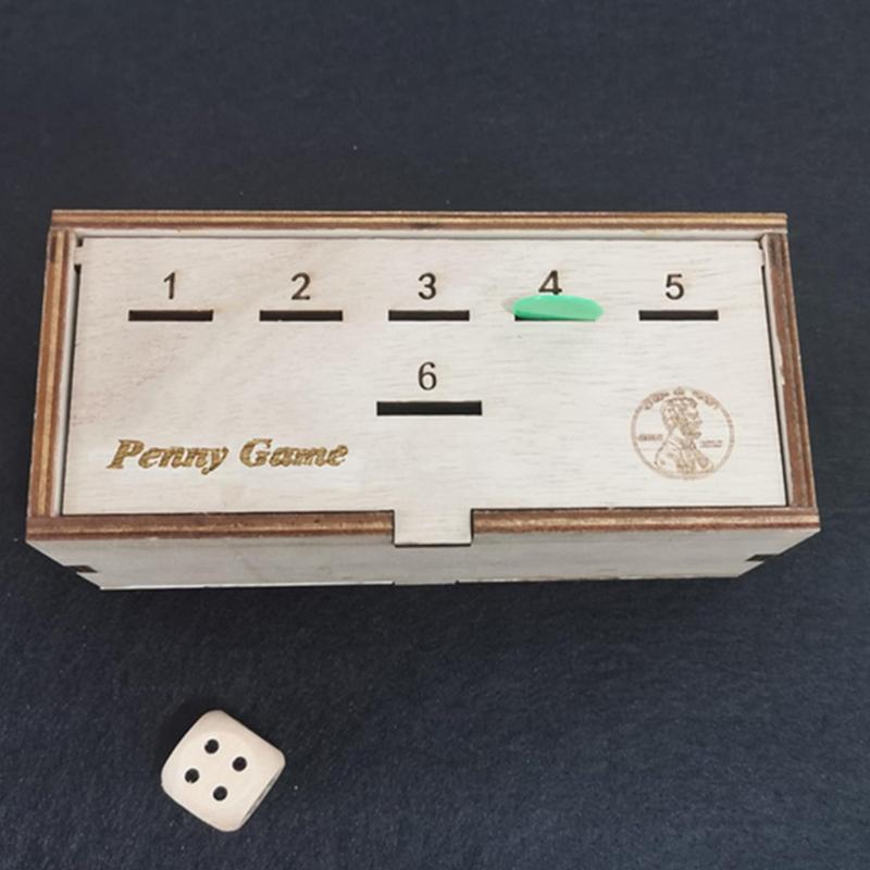 Παιχνίδι με Πένες Διασκεδαστικό Επιτραπέζιο Παιχνίδι Παίζει με Πένες Ξεφορτωθείτε τα Νομίσματα για να Κερδίσετε Παιχνίδι με Νομίσματα Ξύλινο Κουτί για 2-6 Παίκτες Απλό + Στρατηγικό Ζάρια