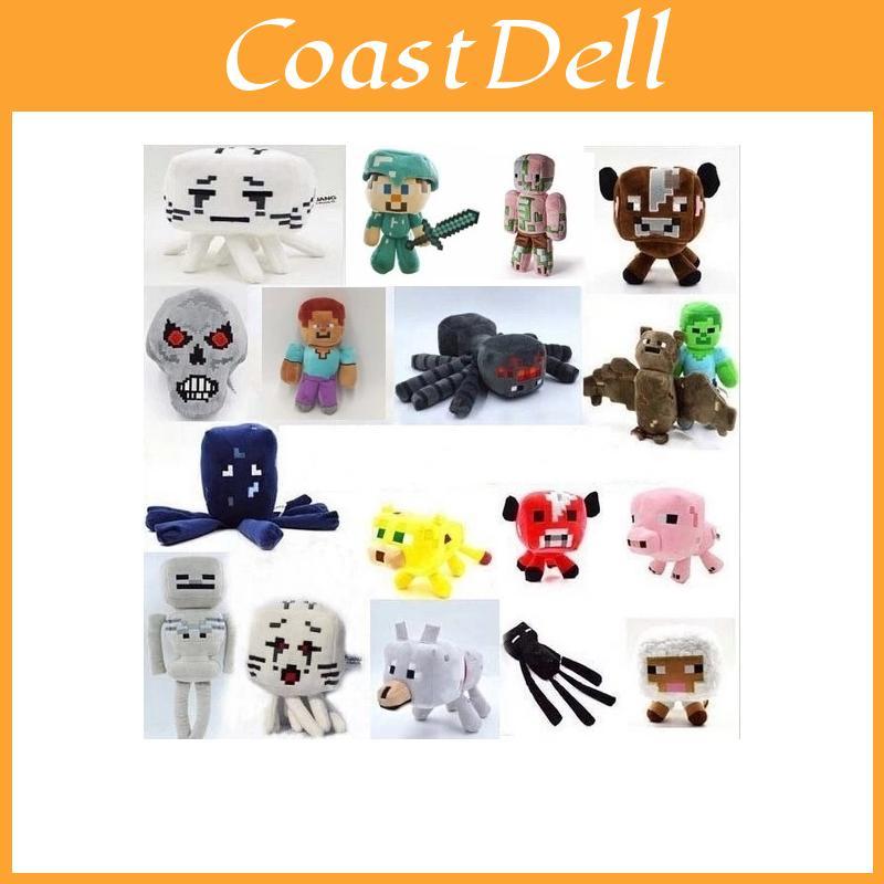 Soft And Cute Plush Minecraft Characters Enderman Creeper Zombie Parrot Dolphin Axolotl And More!