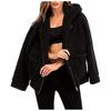 Fashion Casual Ladies Hooded Sweater Plush Pocket Top Solid Color Coat