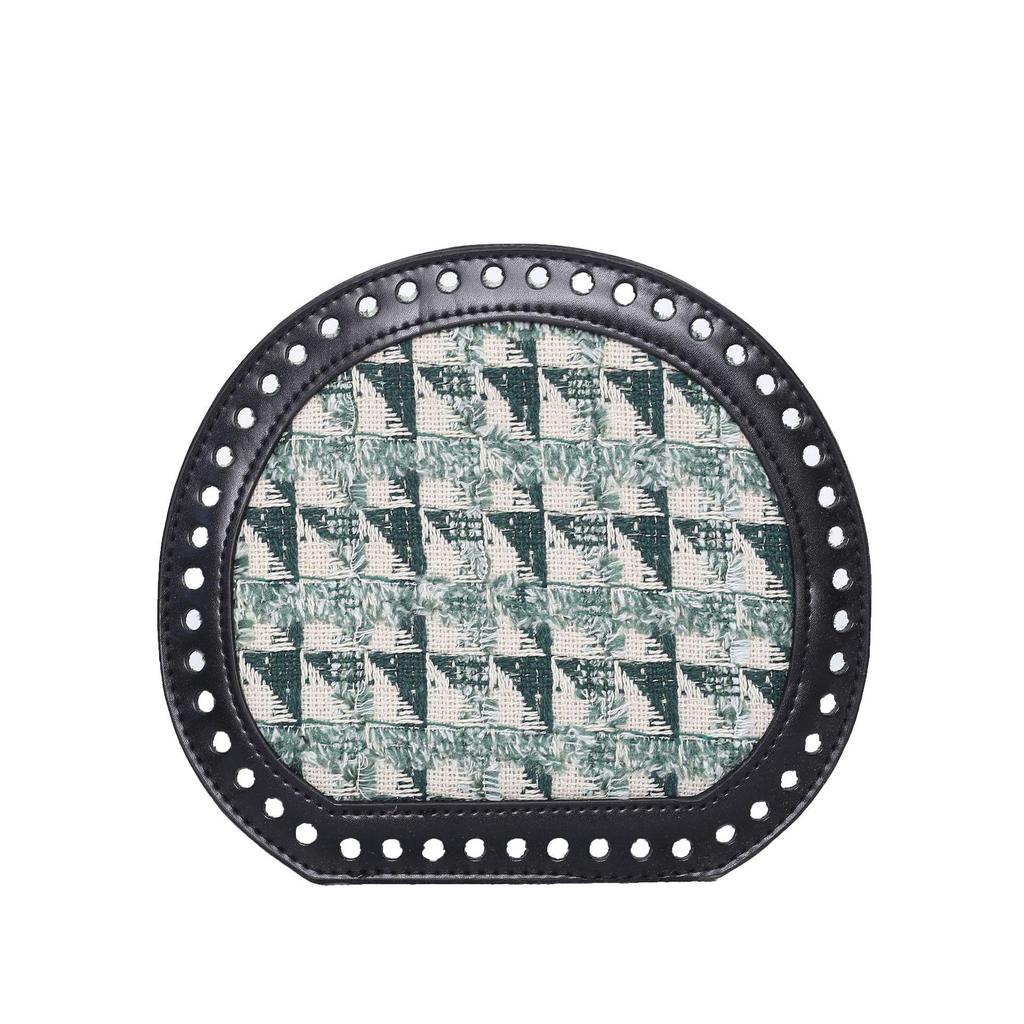 HyunA DIY Semi-Circular Knitted Bag Base with Leather Plate, 19x17cm, Handbag Accessory