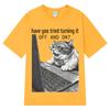 Funny Work Cat Meme Tshirt Unisex Harajuku Tshirt Summer Shortsleeved Loose Casual Vintage Tshirts Lover Gift