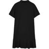 Skechers Logo Solid Color Sport Simple Fashion Drop Shoulder Loose Cool Soft Pullover Polo Neck Short Sleeve Dress Women dress L224W056-0018