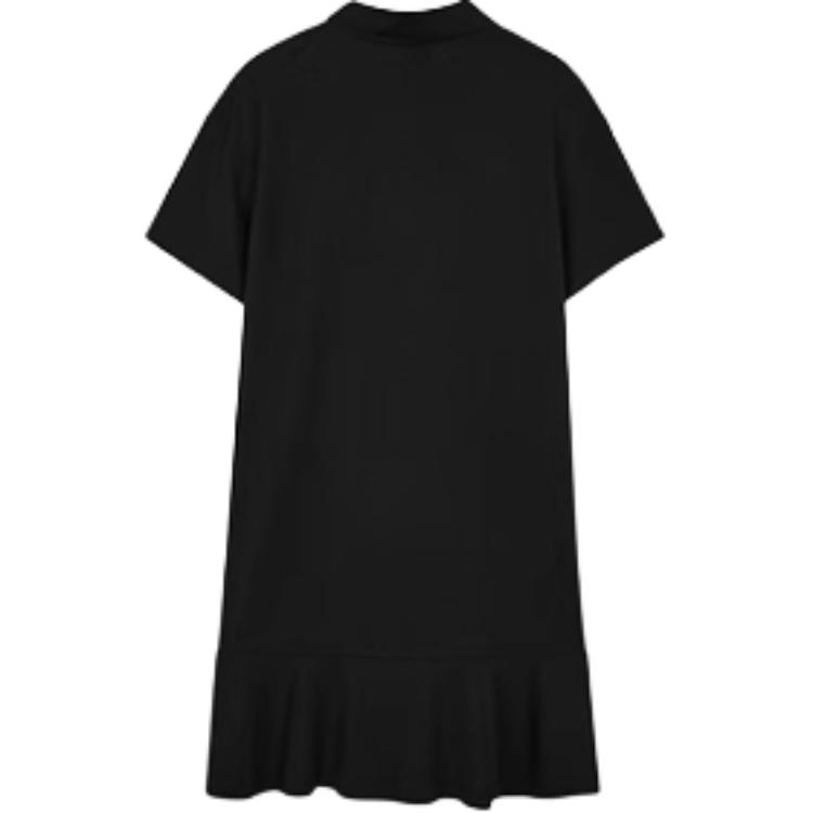 Skechers Logo Solid Color Sport Simple Fashion Drop Shoulder Loose Cool Soft Pullover Polo Neck Short Sleeve Dress Women dress L224W056-0018