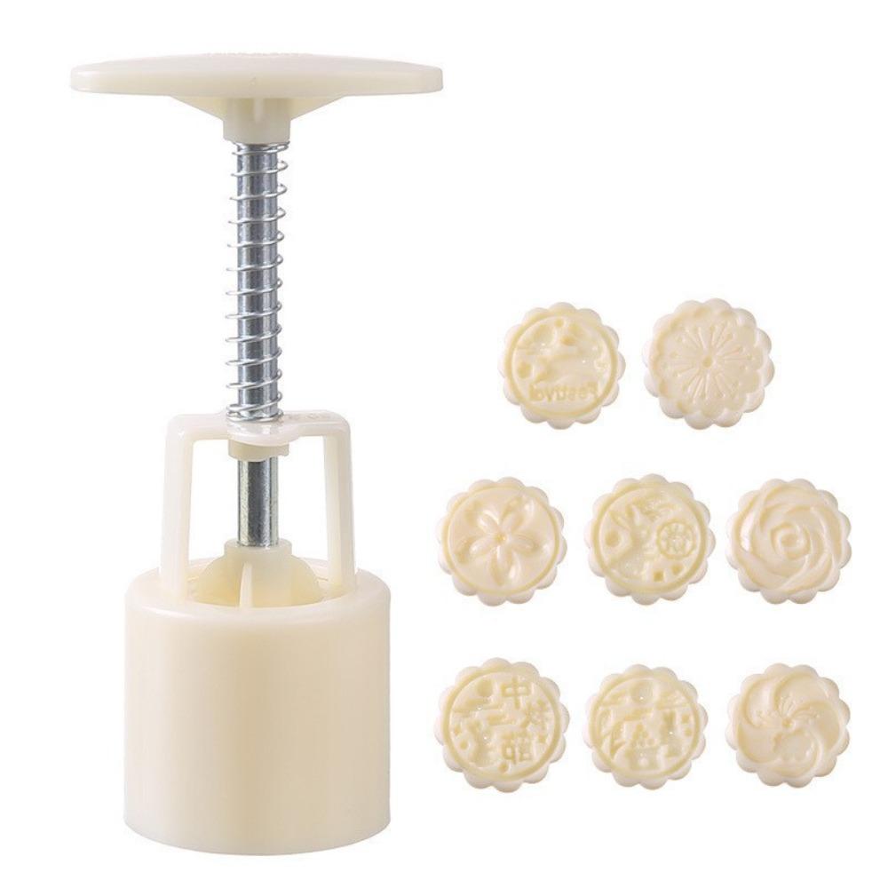 Plastic Material DIY Mooncake Mold Hand Press Design Embossing Pattern Hand Press Pastry Mold Pastry Embossing Tool Kitchen Use
