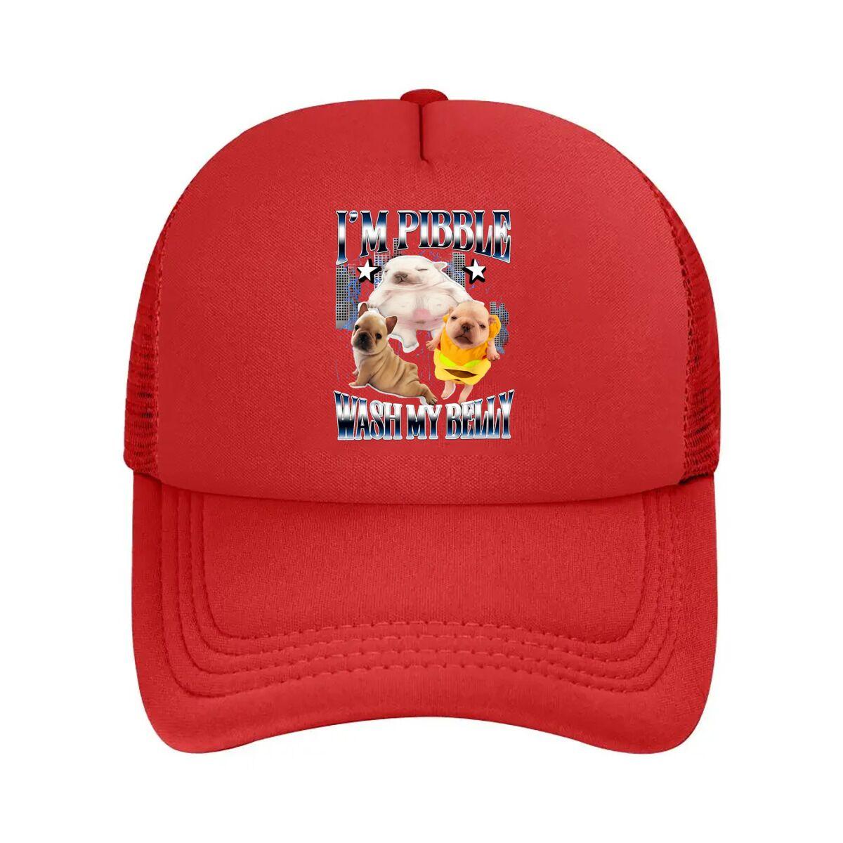 Funny Pibble Dog Graphic Mesh Baseball Cap Hip Hop Adjustable