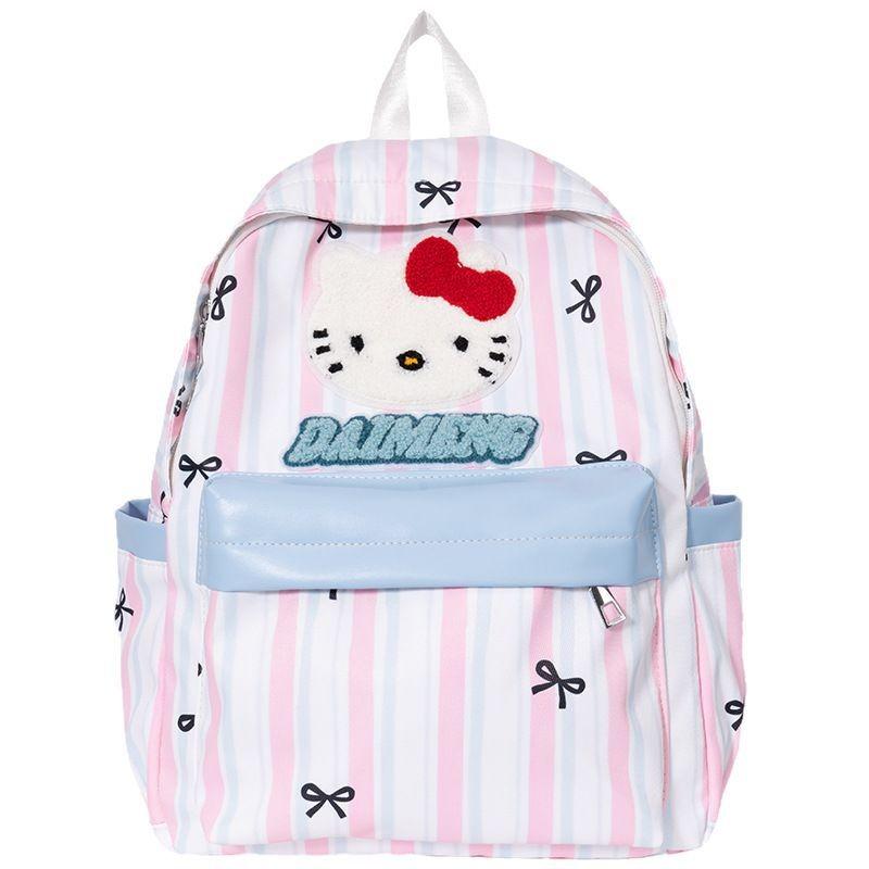 Hello Kitty Girl Backpack With Breathable Nylon Material For School And Travel Pink Cat