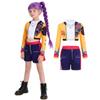 3ks/sada Dívčí hlavní zpěvačka Rumi Žlutý potisk Cosplay kostým Dětská párty Pódiová vystoupení Bunda Vesta Šortky Set