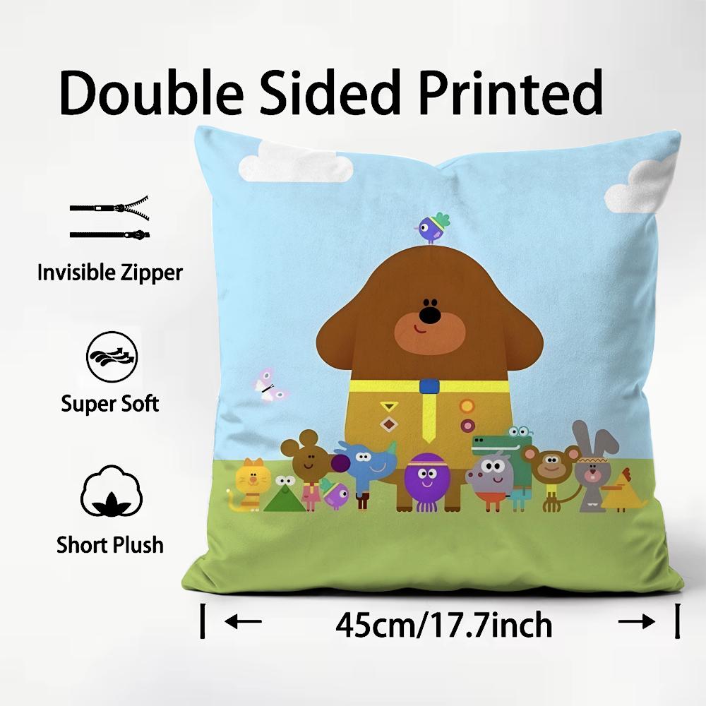 Anime H-Hey Duggee Cushion Cover Pattern Printed Pillowcase for Living Room Sofa Cushion Cover & Bedroom Decor