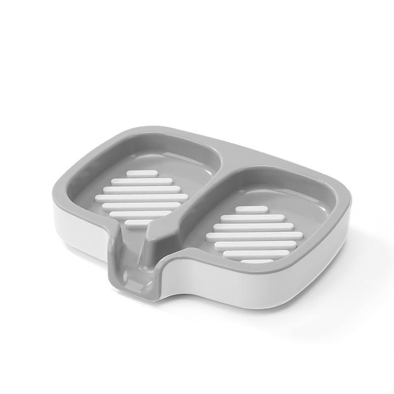 Double-Layer Soap Dish With Drainage Spout Laundry Soap Storage Box Bathroom & Kitchen Storage Container A1