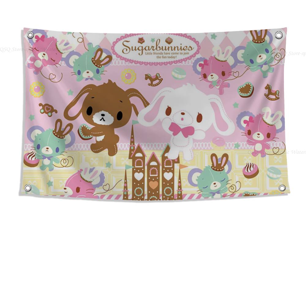 

Ssugarbunnies Anime Kawaii Flag Banners Four Hole Flag Polyester Outdoor Decor Room Aesthetic 74x94cm(29x37in)