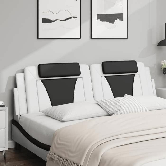 VidaXL Coussin de tête de lit blanc et noir 180 cm similicuir 374810