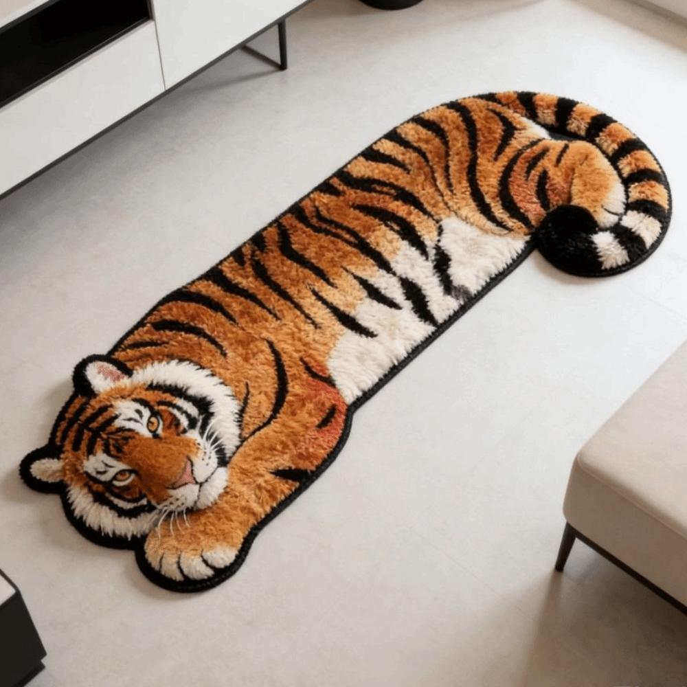 2D Flat Tiger Doormat Water-absorbing Bedside Rug Unique Bedroom Carpet  Home Decor