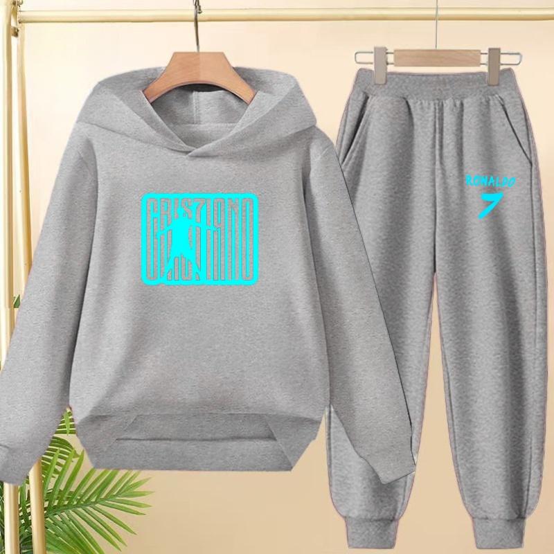 Student Uniform Hooded Sweatshirt + Long Pants Set. Children's Sportswear, Loose Suits for Boys and Girls Aged 3 to 13
