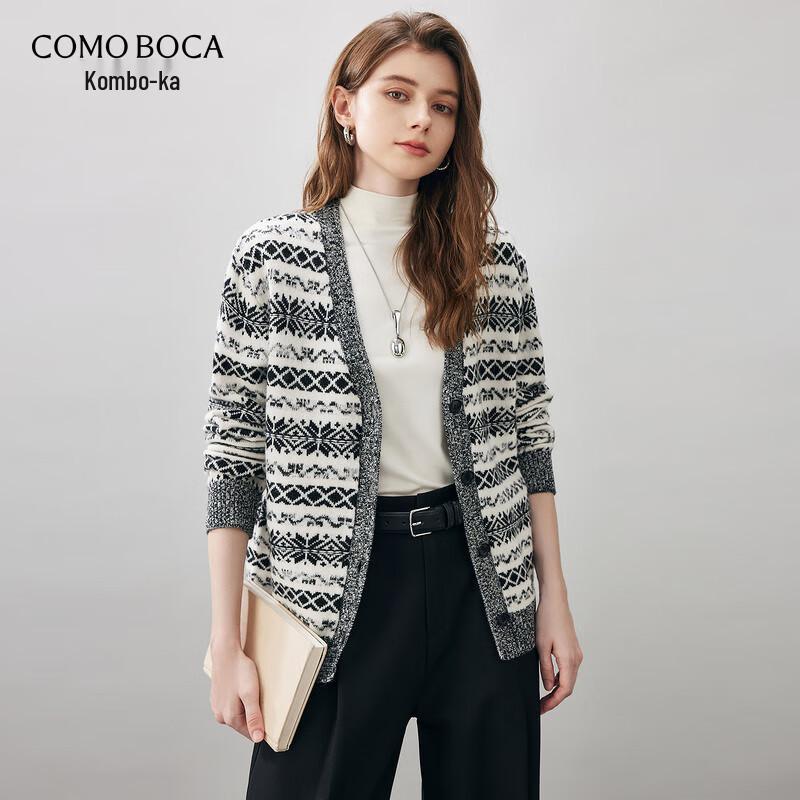 

Komoboka Women s Fair Isle Jacquard Thick Wool Cardigan M