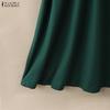 ZANZEA Women Casual Stand Collar Long Sleeve Looose Elegant Maxi Long Dress