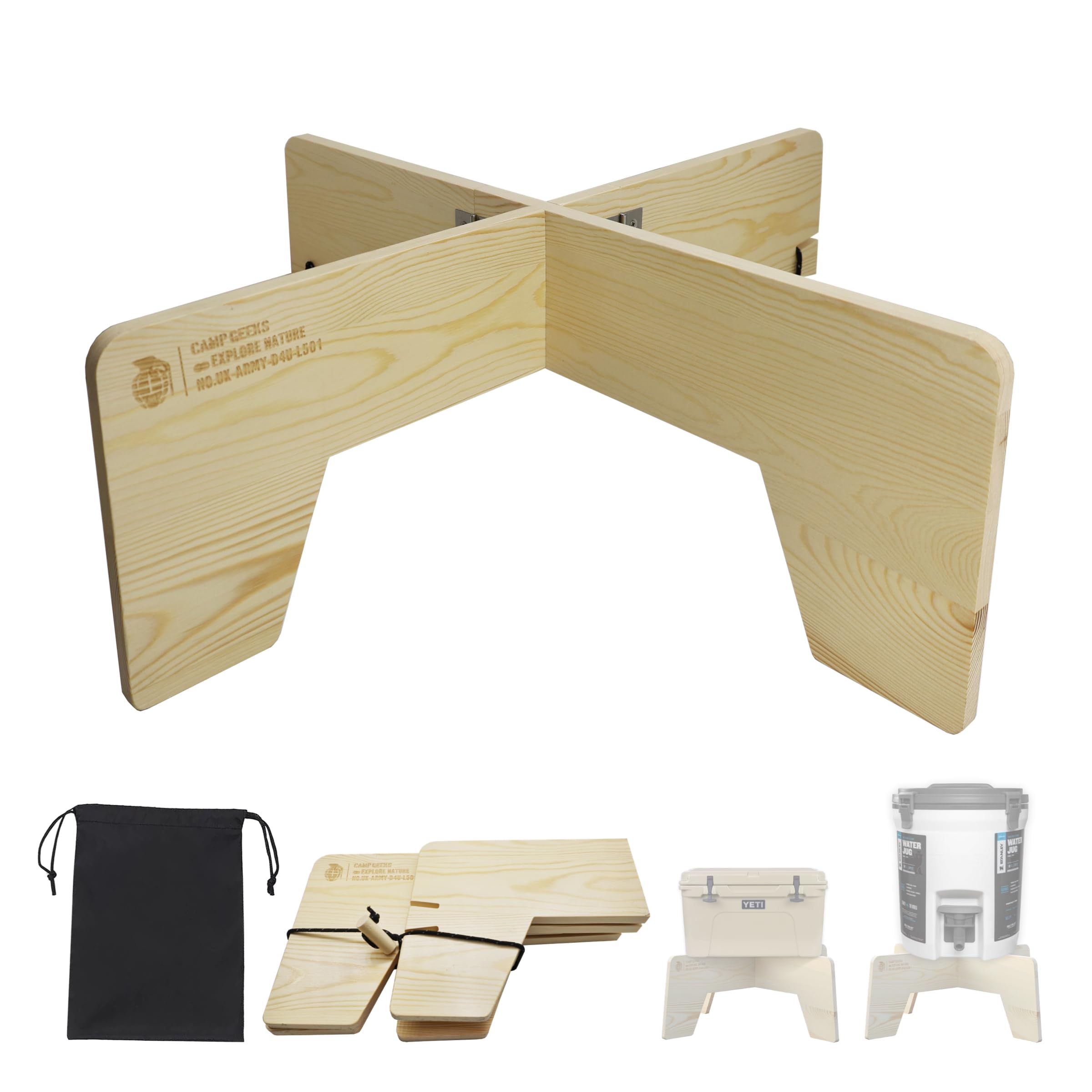 

Подставка для холодильника CAMPGEEKS, деревянная, складная, подставка для ящика для инструментов, подставка для кемпингового ящика, подставка для резервуара для воды, универсальная подставка, легко устанавливается, легко переносится,